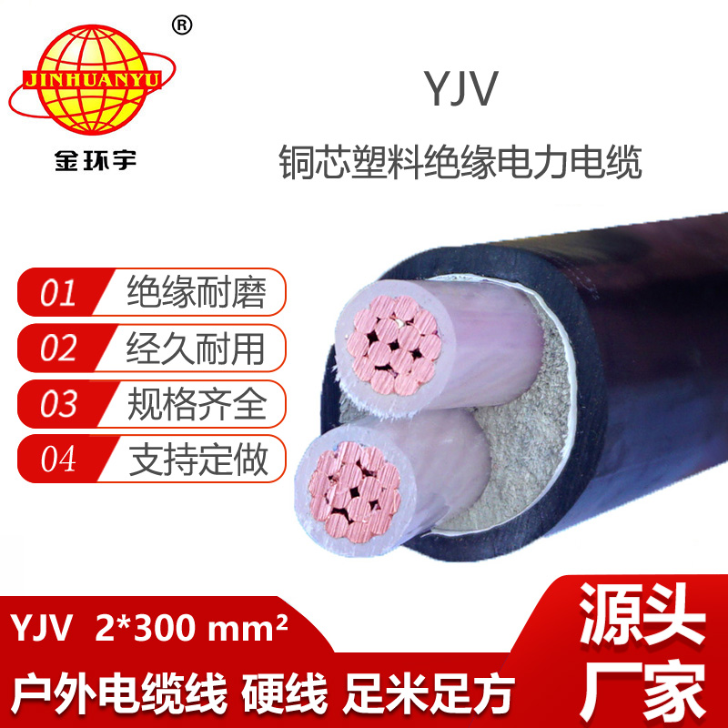 金環(huán)宇電線電纜 YJV 2x300平方 低壓電纜yjv 深圳電力電纜